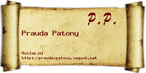 Prauda Patony névjegykártya